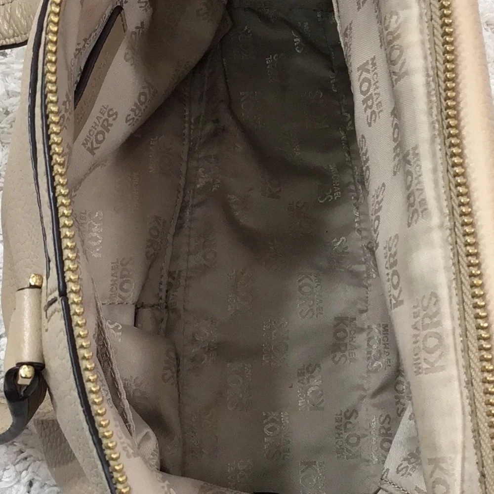 MMK taupe pebbled leather satchel